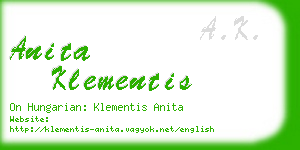 anita klementis business card